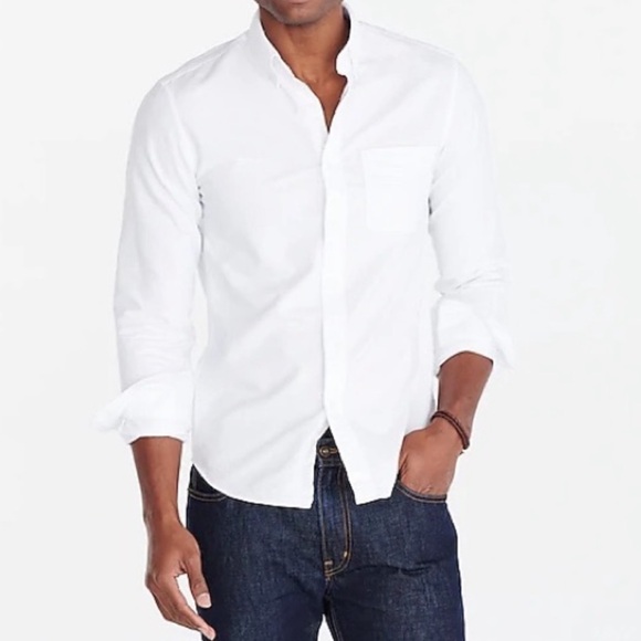 J Crew Factory Flex casual classic oxford shirt in white size M
